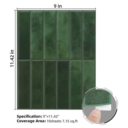Peel and Stick Backsplash Tile for Kitchen, 10 Sheets, 11.42''x9'' - color: Green