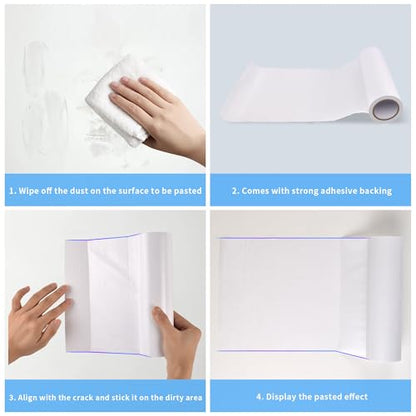 Wall Patch Repair Roll, 7.87" x 32.8' Waterproof Self-Adhesive Tape for Holes, Blemishes, Pool Liners, Vinyl Skirting, Durable White Patching Solution - color: White
