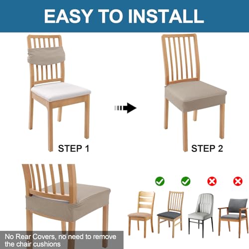 Smiry Waterproof Seat Covers for Dining Room Chairs, Set of 2 - color: Taupe, size: Set of 2