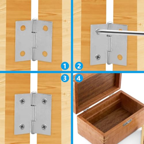 Piutouyar 12 Pack Butt Hinge 1 Inch Mini Hinges, Silver - size: 1 Inch