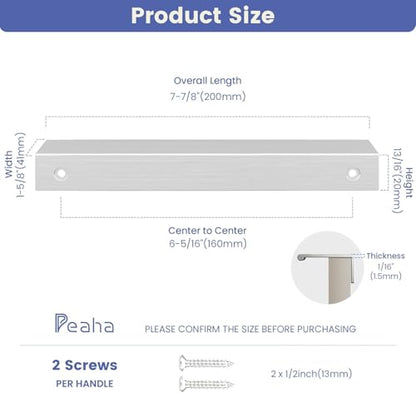Peaha 25 Pack Kitchen Cabinet Handles 6-5/16" Brushed Nickel Cabinet Pulls - color: Brushed Nickel, size: Hole Centers:6-5/16in(160mm)