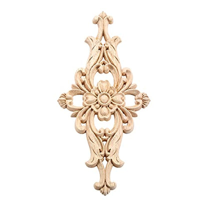 2Pcs Wood Carved Appliques Furniture Decorative Onlays Wooden Carving Decals - size: 2-Pack, 8 x 4 inches