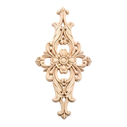 2Pcs Wood Carved Appliques Furniture Decorative Onlays Wooden Carving Decals - size: 2-Pack, 8 x 4 inches