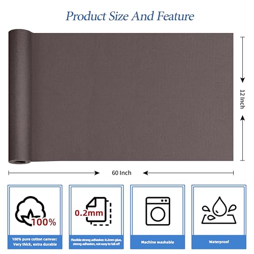 KING MOUNTAIN Canvas Iron on Patch,12"×60",Waterproof 100% Cotton Fabric Repair Patch,Used for Various Sofa,Tent,Clothes,Seats,Suitcases (Dark Grey,Waterproof) - color: Dark Grey, size: Canvas-12x60