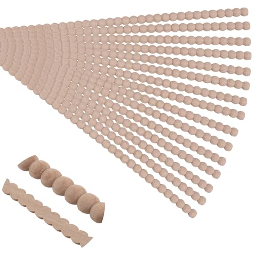 Soengsau 15-Pack 15.75" Unfinished Wood Beaded Trim - Easy to Paint, Cute Decorative Molding DIY Craft for Furniture Frame, Mirror Edge, Wall, Door, Closet, Dresser, Shelf - size: 0.55" (14mm)