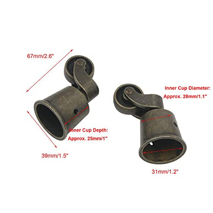 Semetall 2Pack 2.6x1.5 Inch Metal Vintage Swivel Round Cup Caster,(Bronze) - style: A-534