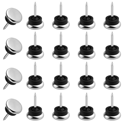 TOVOT 20PCS Furniture Chair Glide Nail-On Metal Glides for Carpet Floors (19mm) - size: 19mm