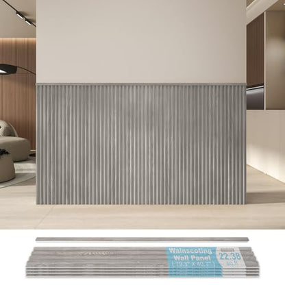 Art3d 79.3 x 40.7 Inch Beaded Wainscoting Wall Panel, 22.38 sq.ft, Grey Oak - color: Grey Oak, size: 79.3"x40.7"