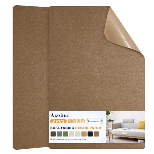 Azobur Couch Patch Repair Fabric,Microfiber Fabric, Self-Adhesive, for Sofa Repair and Upholstery, 2 Pieces, 9.5 x 11 inches (Brown) - color: Brown, size: 9.5" x 11"-2 PCS