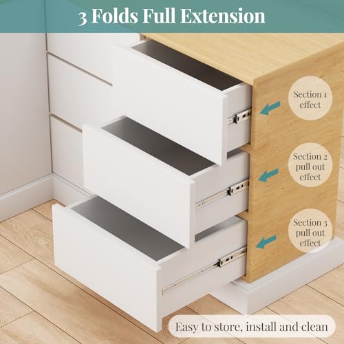 24 Inch 5 Pair Soft Close Drawer Slides, 3 Full Extension,Kitchen Cabinet Drawer Runners, 100LB Load Capacity - size: 24 Inch, style: Soft Close-5 Pair