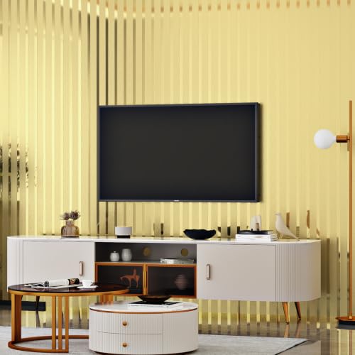 Champagne Gold Metallic Striped Wall Panels Peel and Stick for Wall 12×118" - color: Gold, size: 11.8" x 118"