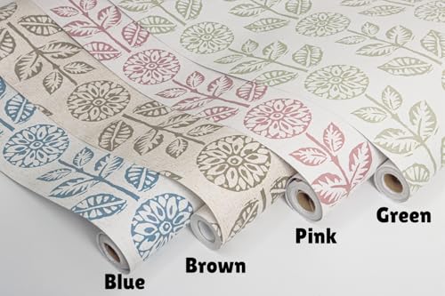 Wudnaye Floral Wallpaper Peel and Stick Boho Contact Paper 17.7in×196.8in - color: Green, size: 17.7" x 196.8"