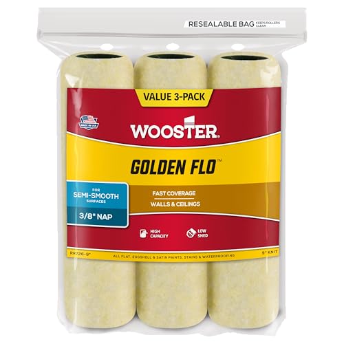 Wooster RR726-9 Golden Flo Paint Roller Cover 3/8" Nap 9" 3-Pack - size: 9 Inch