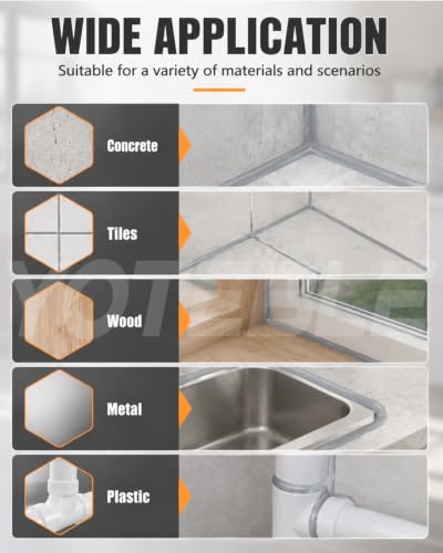 6-in-1 Gray Silicone Caulk Waterproof, High Adhesion & Elasticity