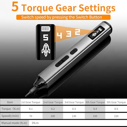 60‑in‑1 Mini Electric Screwdriver Set,S2 Bits,5 Torque Settings,LED Lights - color: Gray 2