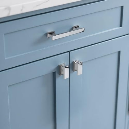 KNOBWELL 6 Pack Polished Chrome Solid Cabinet Pulls 3-3/4 Inch(96mm) Hole Center Kitchen Cabinet Handles,Cabinet Hardware for Cupboard Drawer Pulls - color: Polished Chrome, size: Hole Center：3-3/4 inch（96mm）