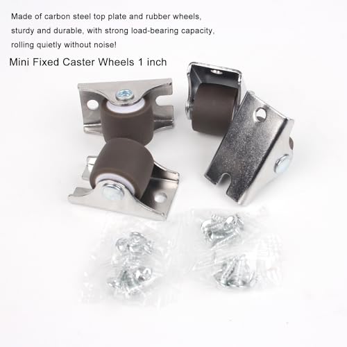 Mini Fixed Caster Wheels 1 Inch Low Profile Small Casters Set 16