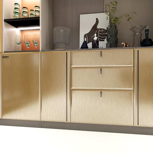 Dark Gold Stainless Steel Contact Paper for Countertops Cabinets - color: Dark Gold, size: 15.7" x 118"
