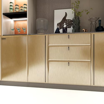 Dark Gold Stainless Steel Contact Paper for Countertops Cabinets - color: Dark Gold, size: 15.7" x 118"