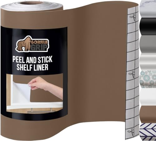 GORILLA GRIP® Peel and Stick Paper, Cabinet Liner, 17.5"x10' Dark Beige - color: Beige, size: 120"w X 17.5"l
