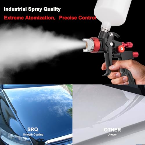 819 HVLP Air Spray Gun Kits with 1.3/1.7/2.0 mm Nozzles Spray Paint Gun Automotive with Air Regulator Separator for Car Paints, Primer, Clear/Top Coat & Touch-Up, DIY Painting Spray - size: 819 plastic cup