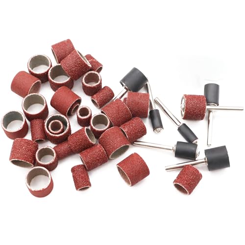 400 Pieces Sanding Drums Kit,Drum Sander Sleeves 376pcs (80 120 240 320 400 600Grit),24Pcs Drum Mandrels diameters,Sanding Bits Tool Accessories for Most Rotary Tools - size: 400PCS