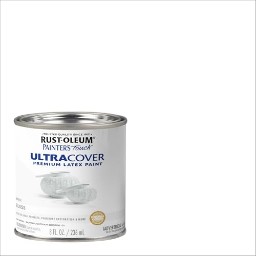 Rust-Oleum Painter's Touch Latex Brush-On Paint, Gloss White - color: Gloss White, size: 8 Fl Oz (Pack of 1)