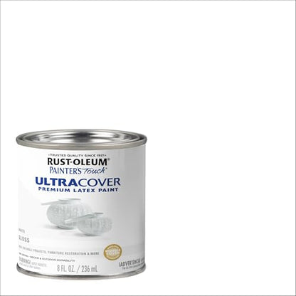 Rust-Oleum Painter's Touch Latex Brush-On Paint, Gloss White - color: Gloss White, size: 8 Fl Oz (Pack of 1)