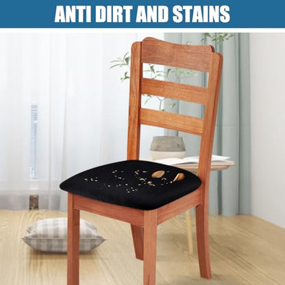 Smiry Velvet Seat Covers for Dining Room Chair Set of 4 - color: Black, size: Set of 4