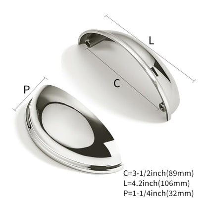 10 Pack 3-1/2" Drawer Pulls Polished Nickel Cabinet Cup Pulls Kitchen Hardware Cabinet Handles Drawer Handles Knobs 3.5 inch Hole Center - color: Polished Nickel, size: 3-1/2"(89mm) Hole Center