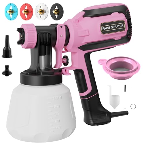 Paint Sprayer for House Painting, 4 Nozzles & 3 Spray Patterns - color: Light Pink