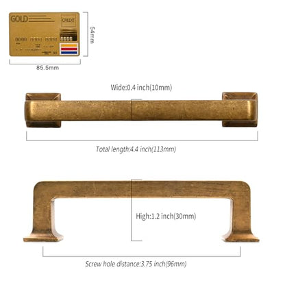 Antique Brass Cabinet Handles Kitchen Pulls 3.75 Inch 10 Pack - color: Antique Brass, size: 3.75" Hole Center