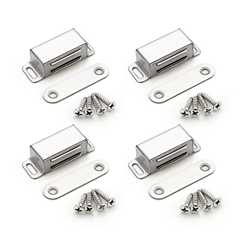 Ravinte Silver Magnetic Door Catch, Brushed Nickel Cabinet Magnets, 4 Pack - color: Satin Nickel