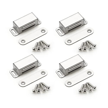Ravinte Silver Magnetic Door Catch, Brushed Nickel Cabinet Magnets, 4 Pack - color: Satin Nickel