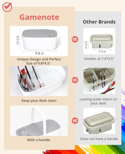 GAMENOTE Paint Brush Cleaner, Paint Brush Holder and Palette, White - color: White