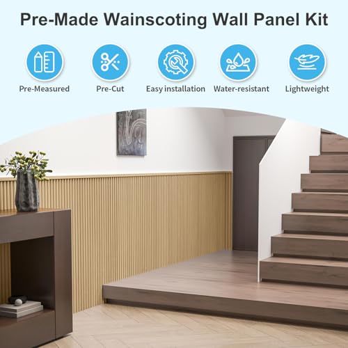 Art3d 79.3 x 40.7 Inch Beaded Wainscoting Wall Panel, 22.38 sq.ft, Oak - color: Oak, size: 79.3"x40.7"