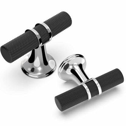 20 Pack Black and Polished Chrome Kitchen Cabinet Knobs - color: Black and Polished Chrome Knurled, size: Knobs