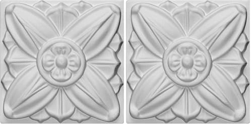 Ekena Millwork ROS08X08FA Fairfax Square Rosette, 3 1/8" W x 3 1/8" H x 3/4" P, Primed (Pack of 2) - size: 1 Count (Pack of 2)