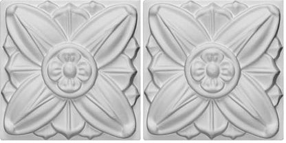 Ekena Millwork ROS08X08FA Fairfax Square Rosette, 3 1/8" W x 3 1/8" H x 3/4" P, Primed (Pack of 2) - size: 1 Count (Pack of 2)