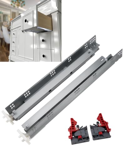 10 Pairs Gobrico Soft Close Under Mounting Drawer Slides 21", Full Extension Concealed Drawer Glides with Locking Device, Rear/Bottom Mounted Cabinet Drawer Runners, Bulk Pack - size: 21-Inch