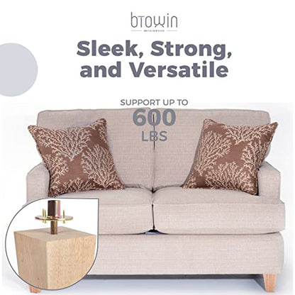 6 inch Solid Wood Pyramid Furniture Legs 4PCS Mid-Century Modern - color: Unfinished, size: 6" (15cm)