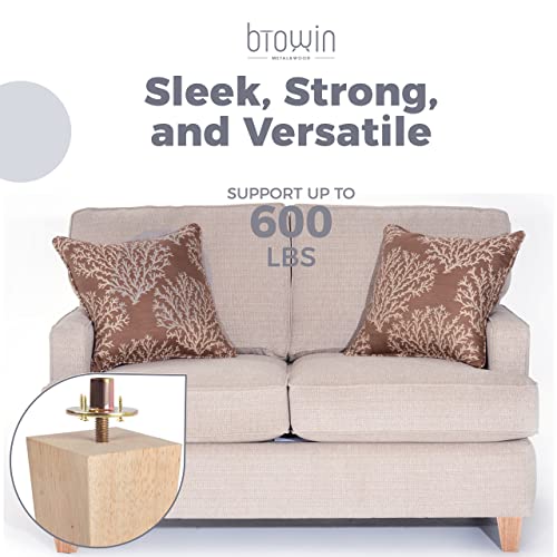 6 inch Solid Wood Pyramid Furniture Legs 4PCS Mid-Century Modern - color: Unfinished, size: 6" (15cm)