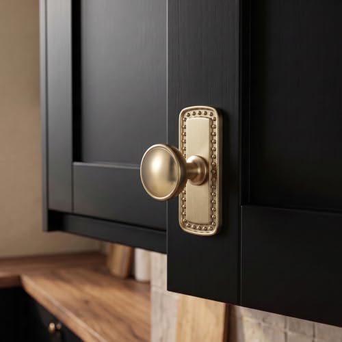 6Pack Champagne Bronze Cabinet Knobs with Backplate Drawer knobs - color: Champagne Bronze, style: Beadedge