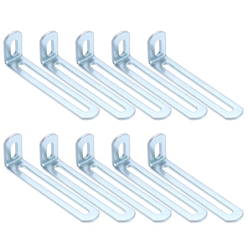 uxcell 10 Pcs Adjustable Right Angle Brackets 3.9"x1.2"x0.7" Silver - color: Silver, size: 3.9"x1.2"x0.7"