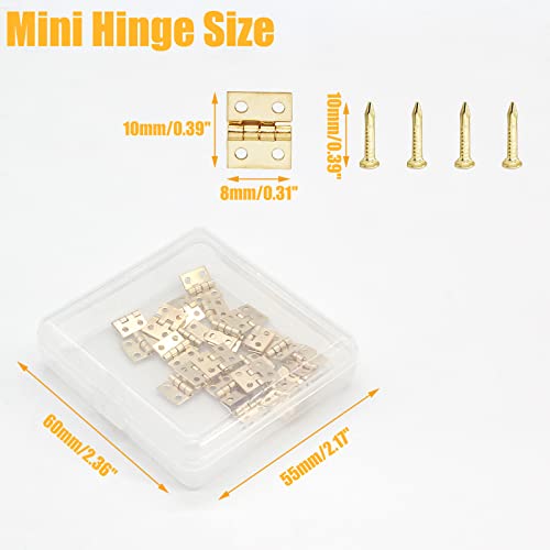 Biaungdo Mini Brass Hinges, 10x8mm, Golden, 24 Pcs - color: Yellow, size: 10x8mm,24Pcs