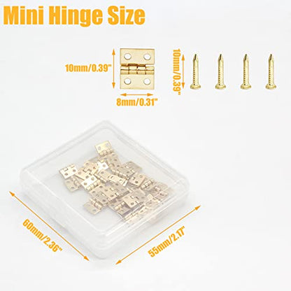 Biaungdo Mini Brass Hinges, 10x8mm, Golden, 24 Pcs - color: Yellow, size: 10x8mm,24Pcs