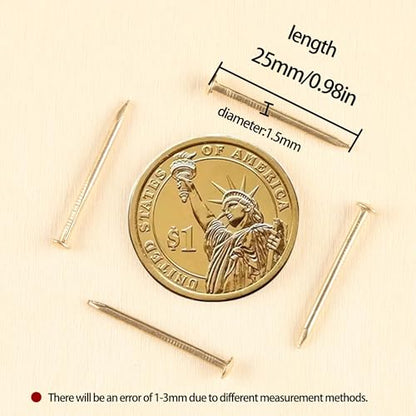 newlng 500PCS Small Nail Round Head Tiny Nails String Art Nails Hand-Made Hardware Accessories Fasteners Mini Nail 1.5mm X 25mm/0.06"X1"(DXL) Golden - color: Golden1.5*25mm