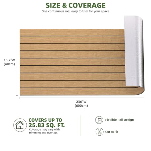 Elvone Peel and Stick PVC Slat Wood Wall Panel, Yellow, 236" x 15.7" - color: Yellow, size: 15.7" x 236"