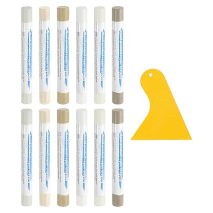uxcell 12Pcs Wood Filler Sticks Kit, 12 Colors White & Cream White Series - color: White Cream White Series