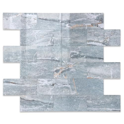 2026 New Upgrade Peel and Stick Backsplash Tile, Peel and Stick 11.34" X 11.57" Wall Tile for Kitchen, Bathroom, Fireplace, Laundry (Polished Marble Cyan, 10 Packs) - color: Polished Marble Cyan